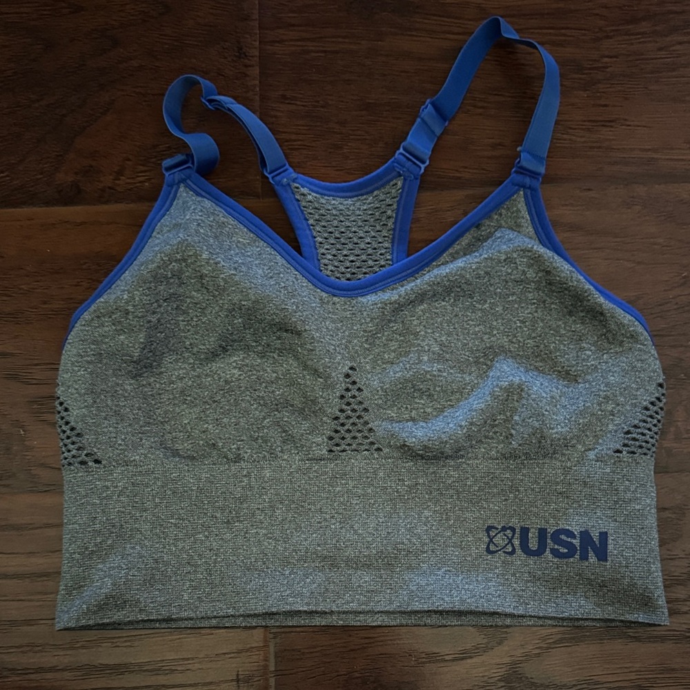 Gray and Blue Sports Bra